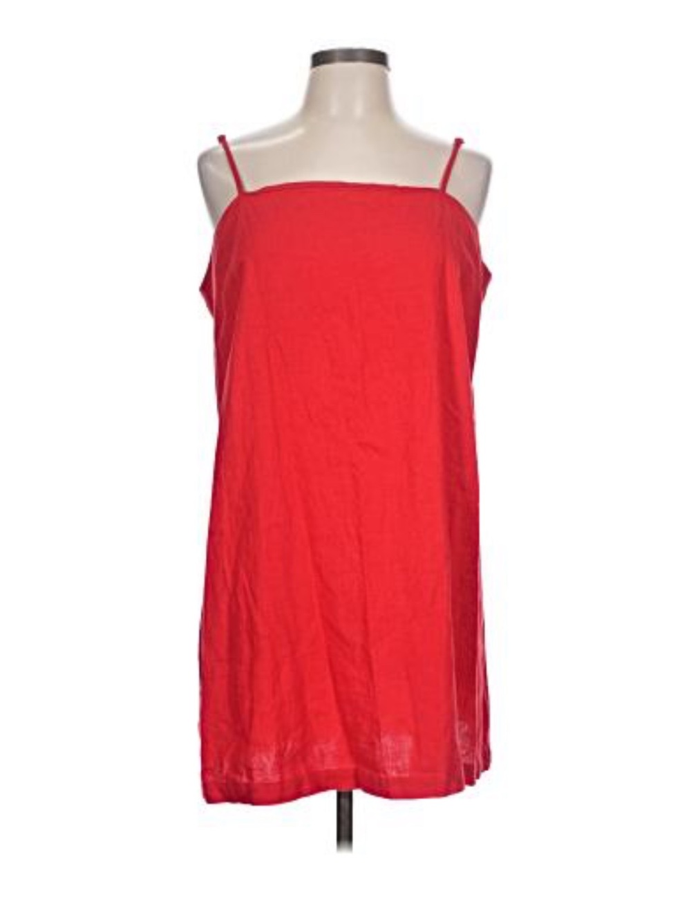Red Linen Mini Slip Dress